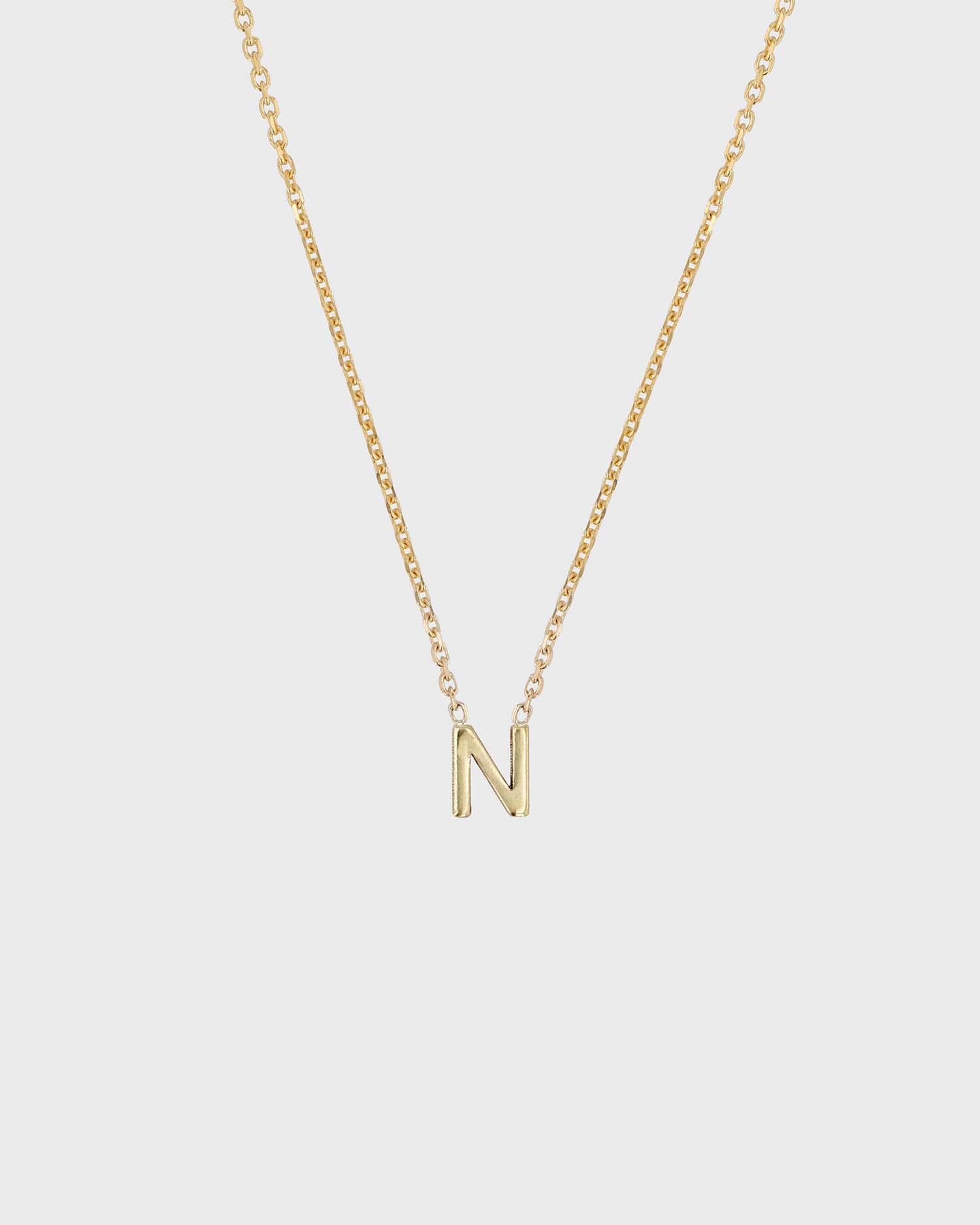 Simple Initial Chain Letter Necklace, Gold 16