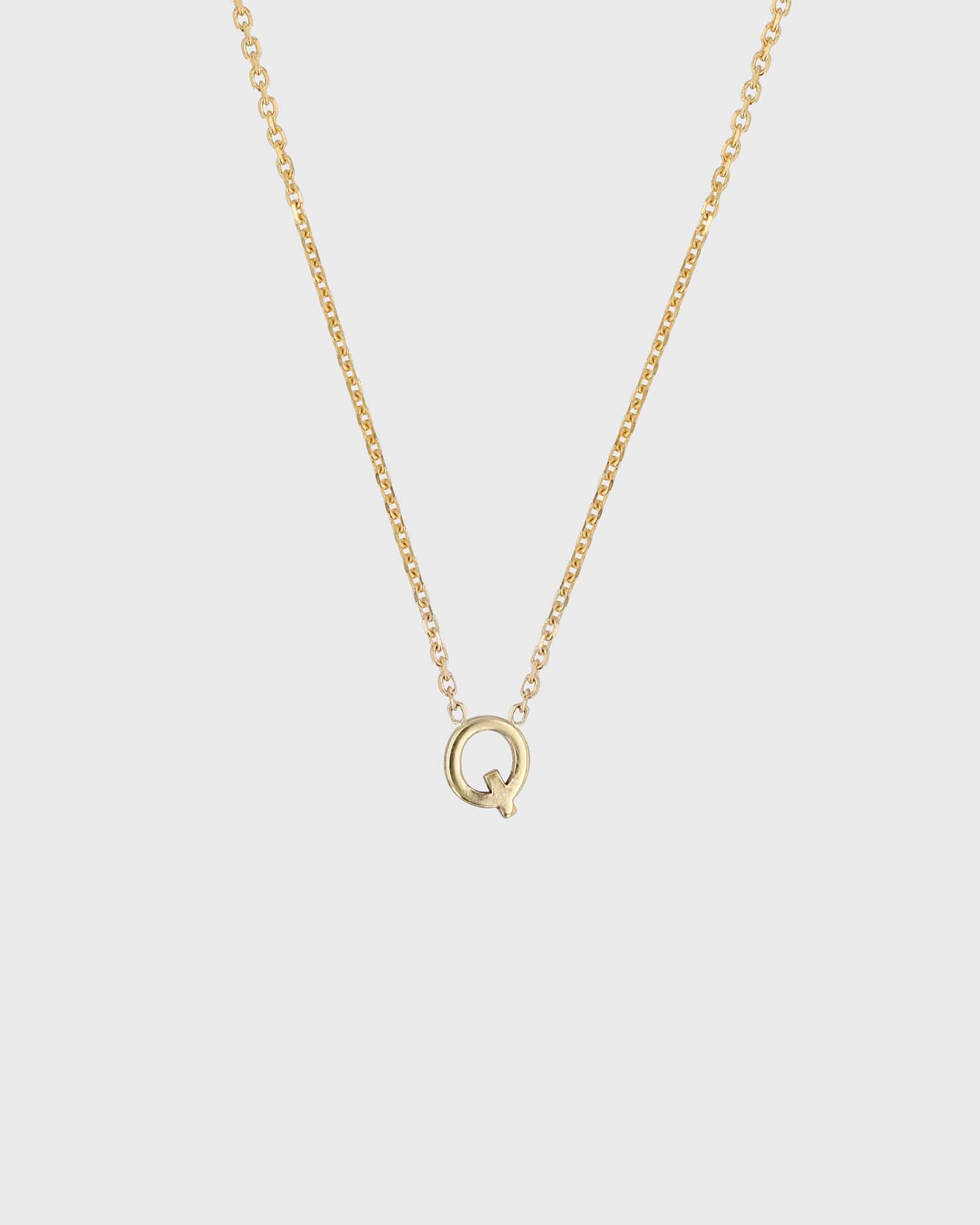 Simple Initial Chain Letter Necklace, Gold 19