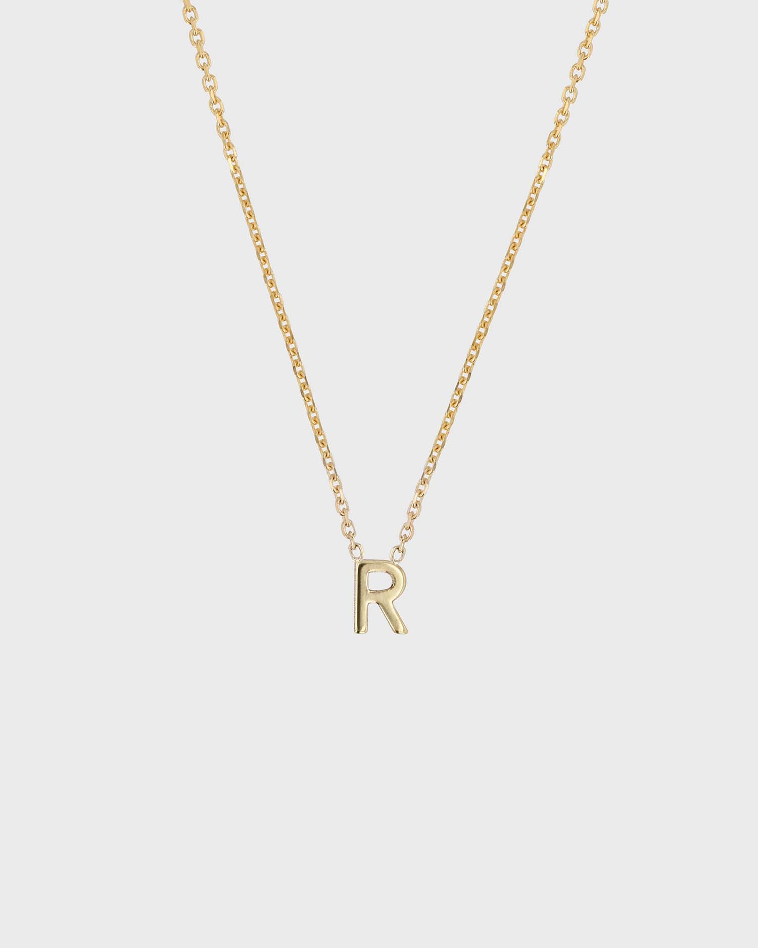 Simple Initial Chain Letter Necklace, Gold 20