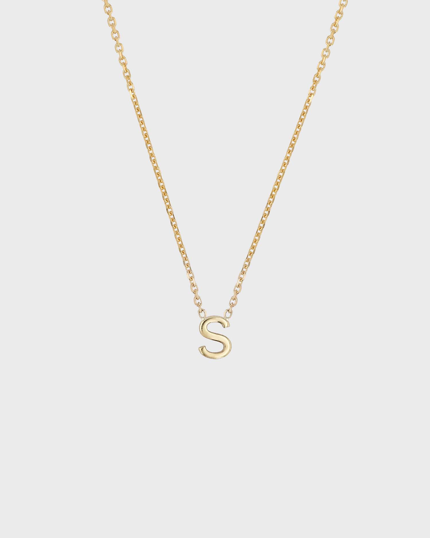 Simple Initial Chain Letter Necklace, Gold 21