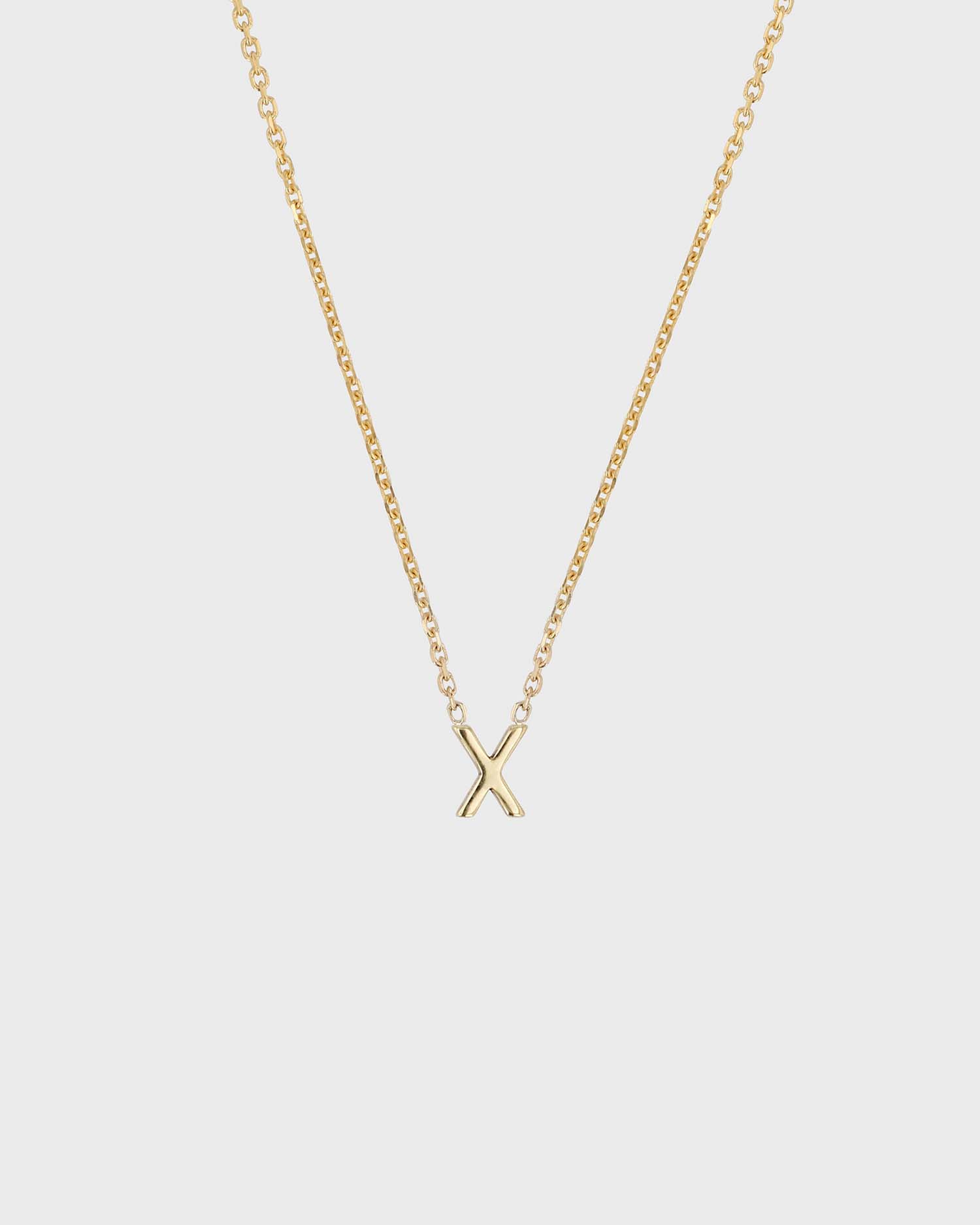 Simple Initial Chain Letter Necklace, Gold 26