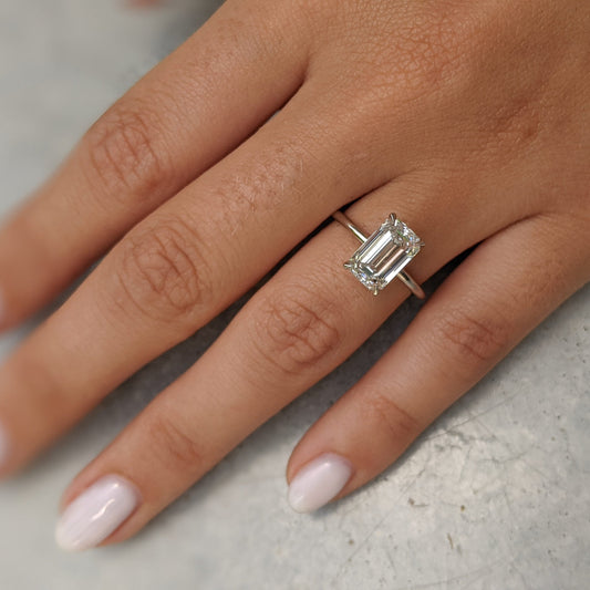 2.6 CT Emerald-Cut Lab Diamond Solitaire Engagement Ring