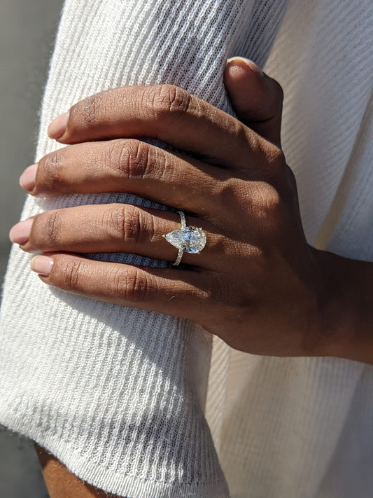 Radiant 4.45 CT Pear-Cut Lab-Grown Diamond Pave Engagement Ring