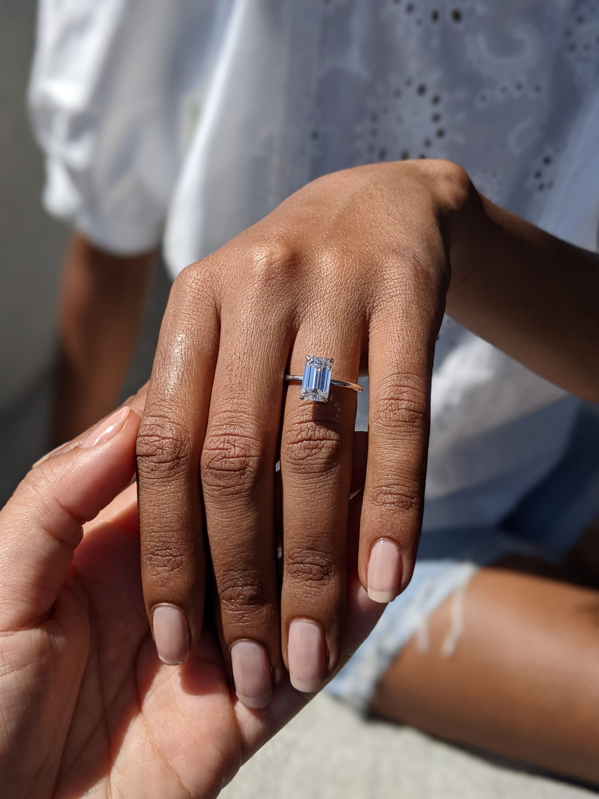 2.6 CT Emerald-Cut Lab Diamond Solitaire Engagement Ring