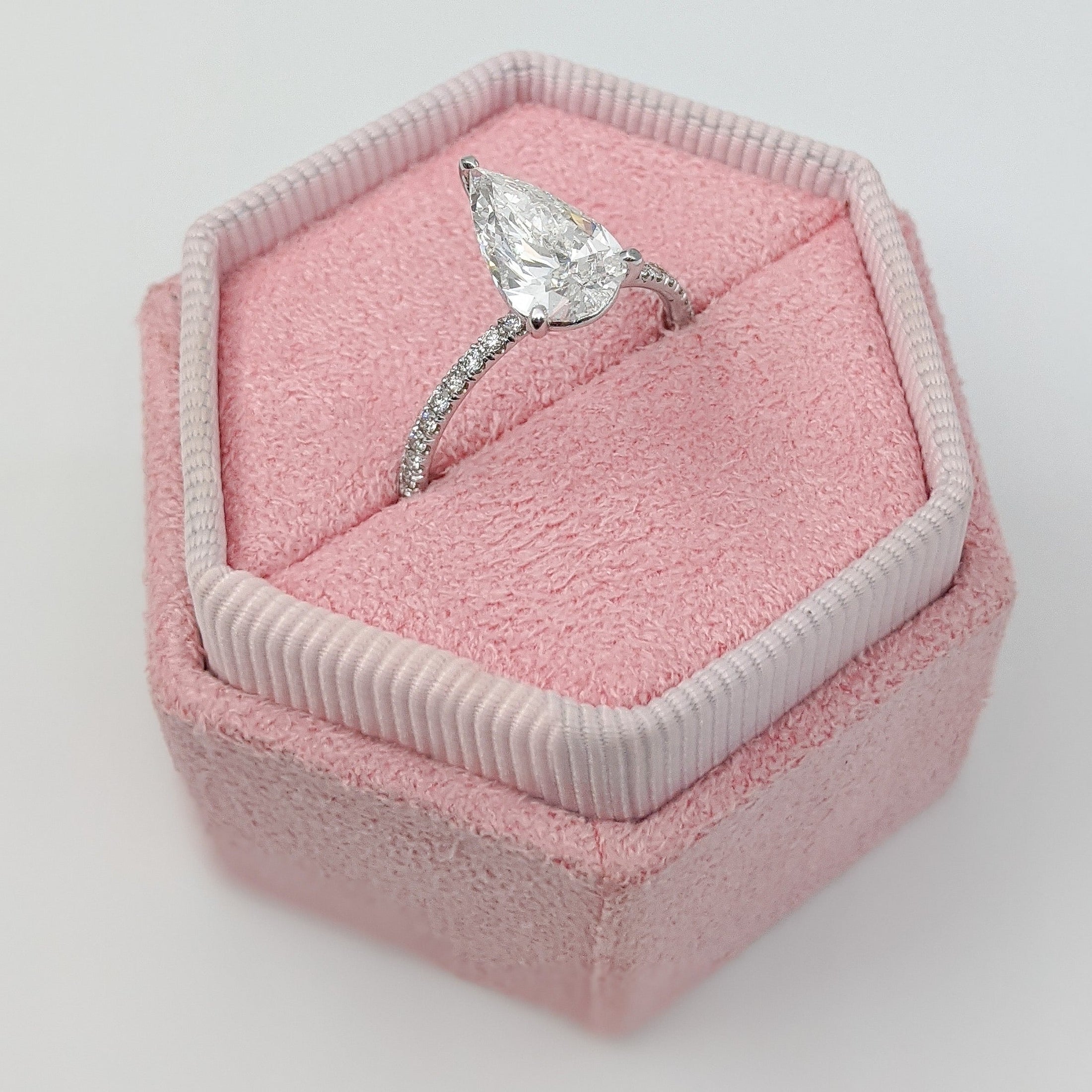 1.7 CT Pear-Shaped Lab-Grown Diamond Pavé Engagement Ring