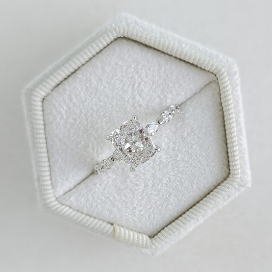 2.04 CT Cushion Cut Pave CVD G/VS2 Diamond Engagement Ring 1