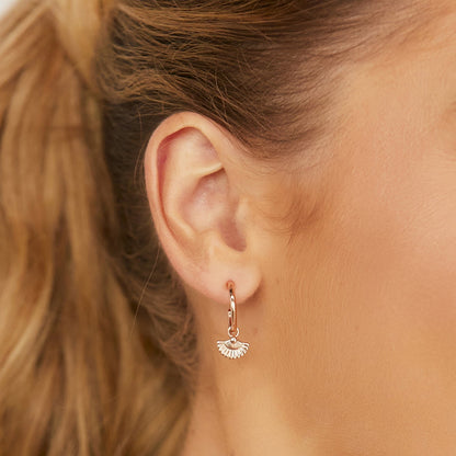 Floral Fan Charm Half Hoop Earrings 10
