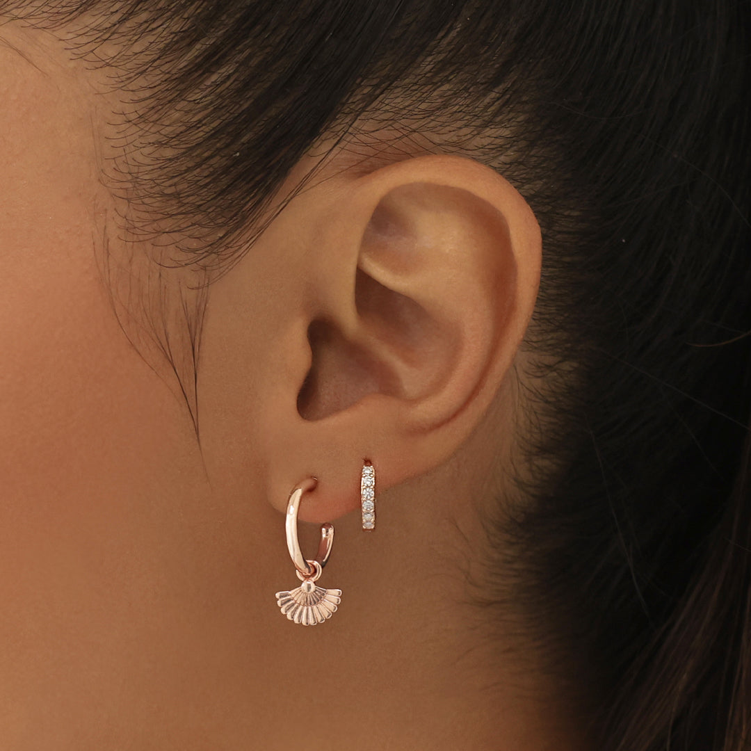 Floral Fan Charm Half Hoop Earrings 13