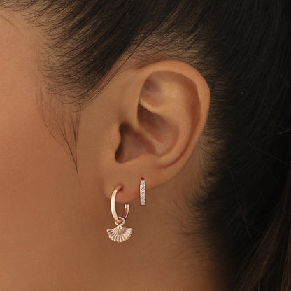 Floral Fan Charm Half Hoop Earrings 13