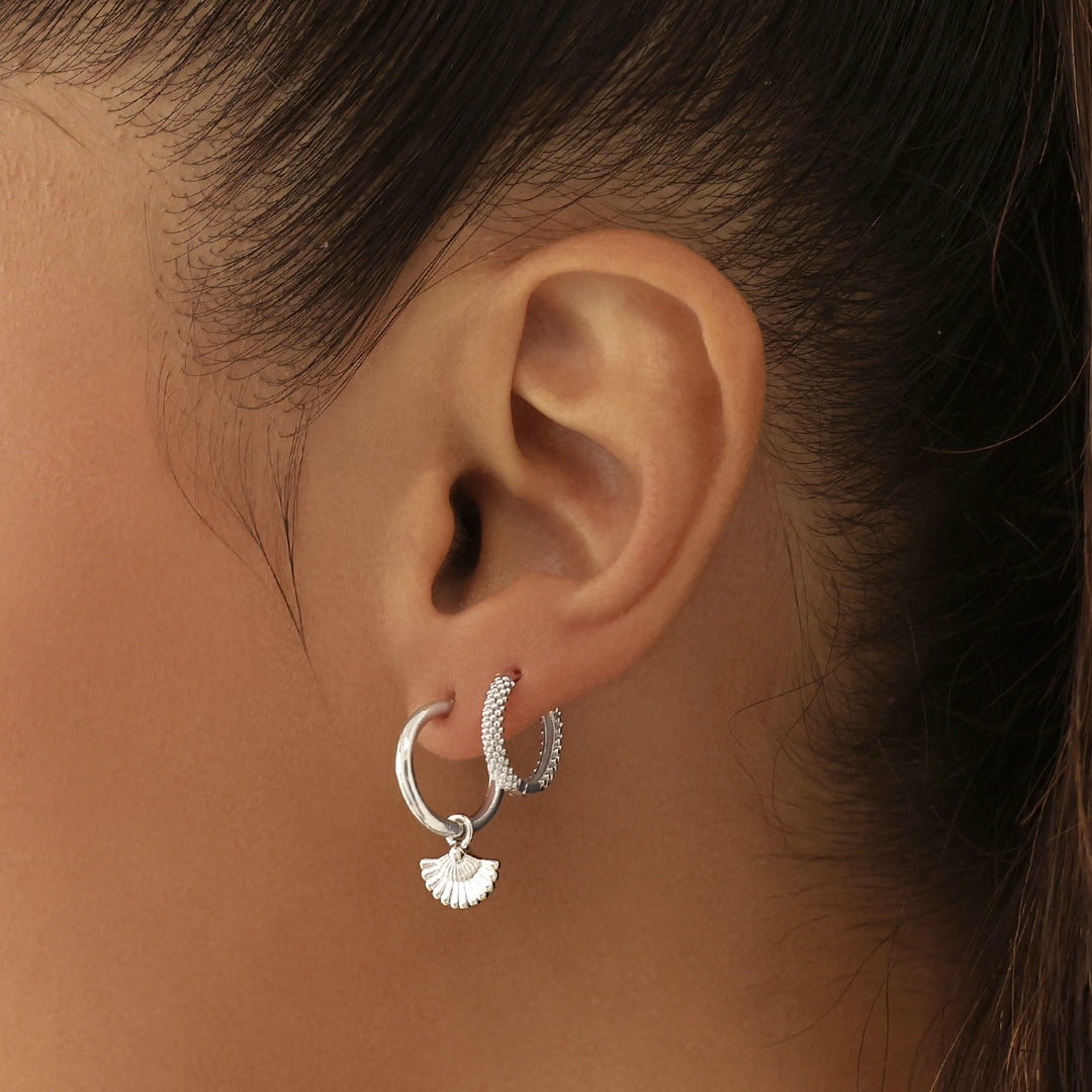 Floral Fan Charm Half Hoop Earrings 15