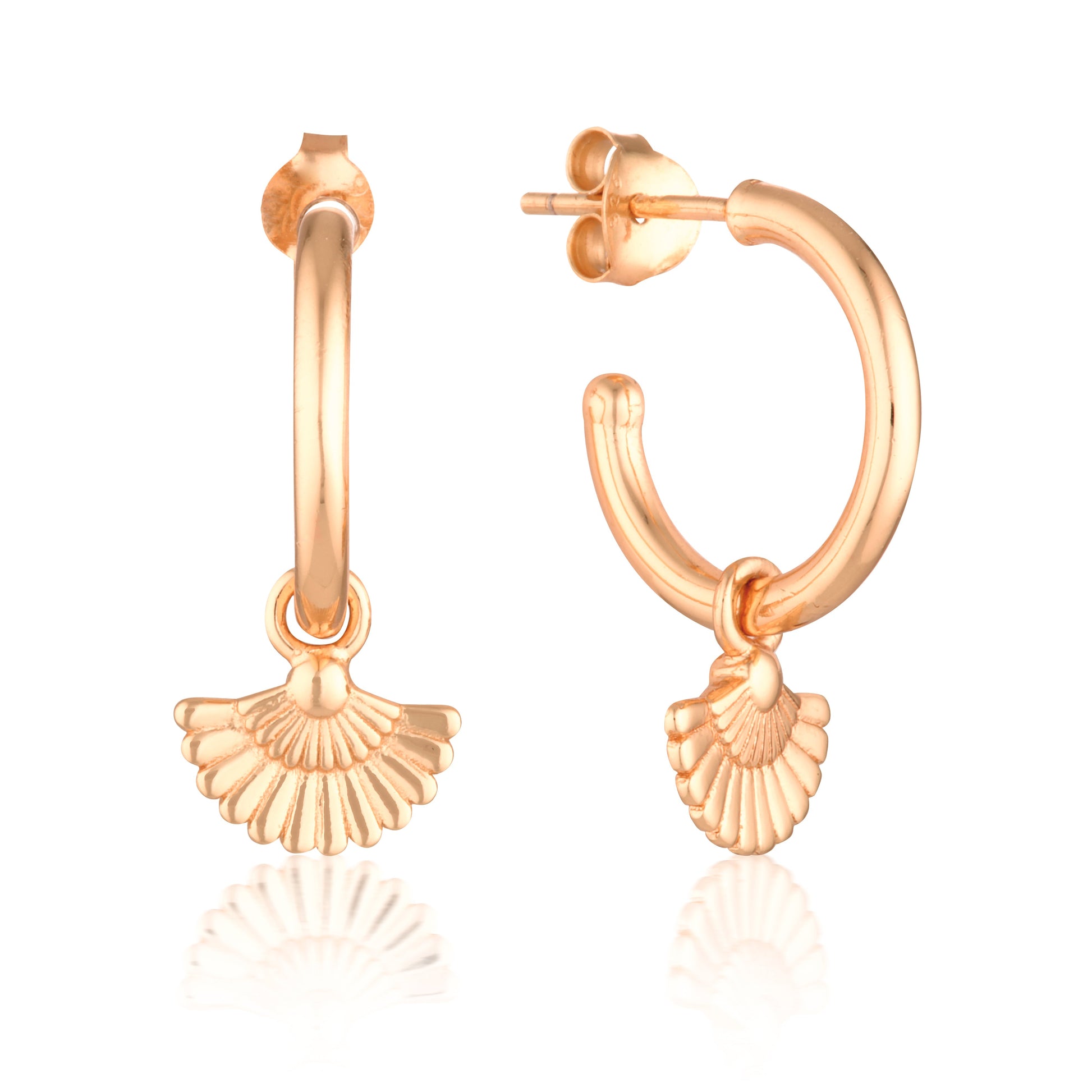 Floral Fan Charm Half Hoop Earrings 3