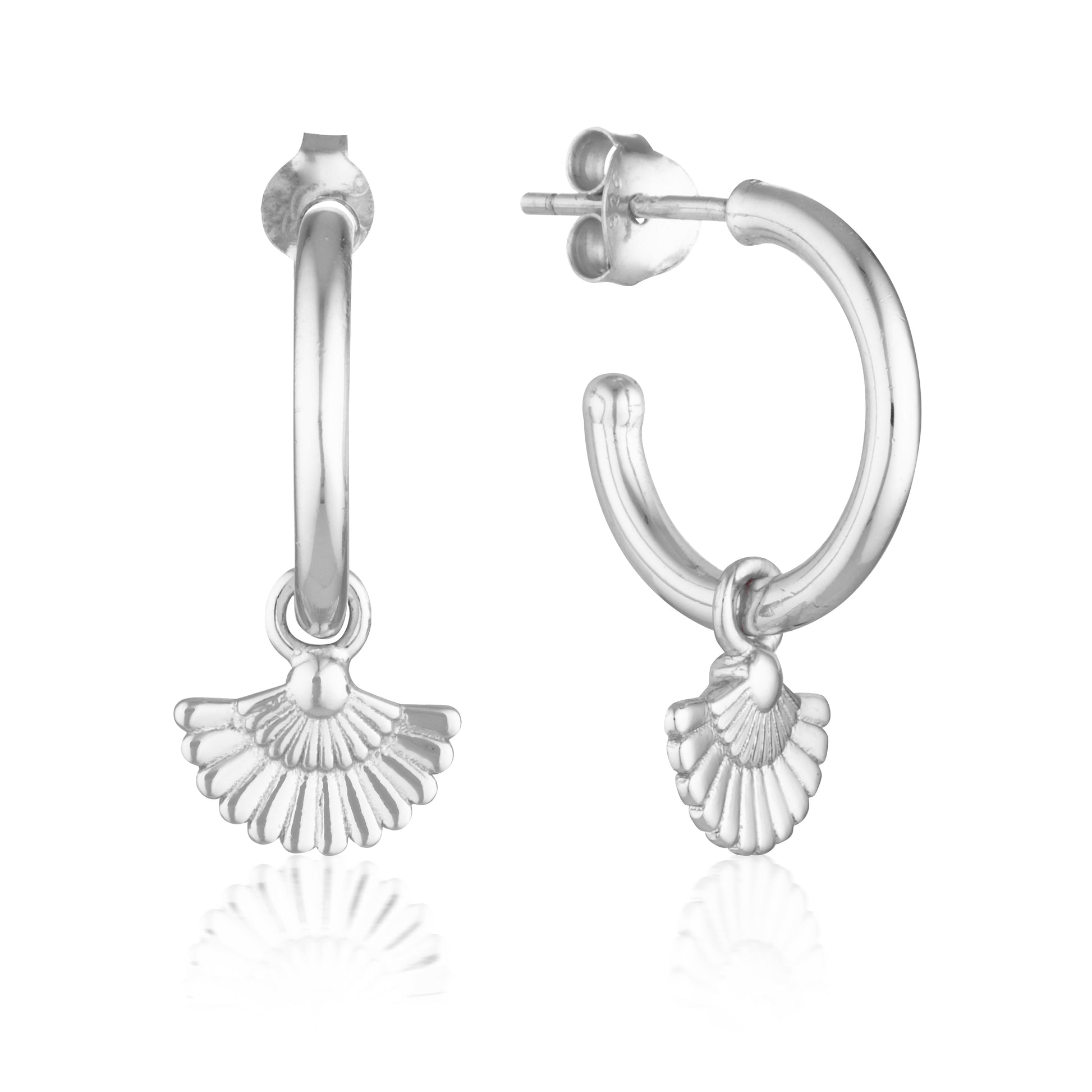 Floral Fan Charm Half Hoop Earrings 1