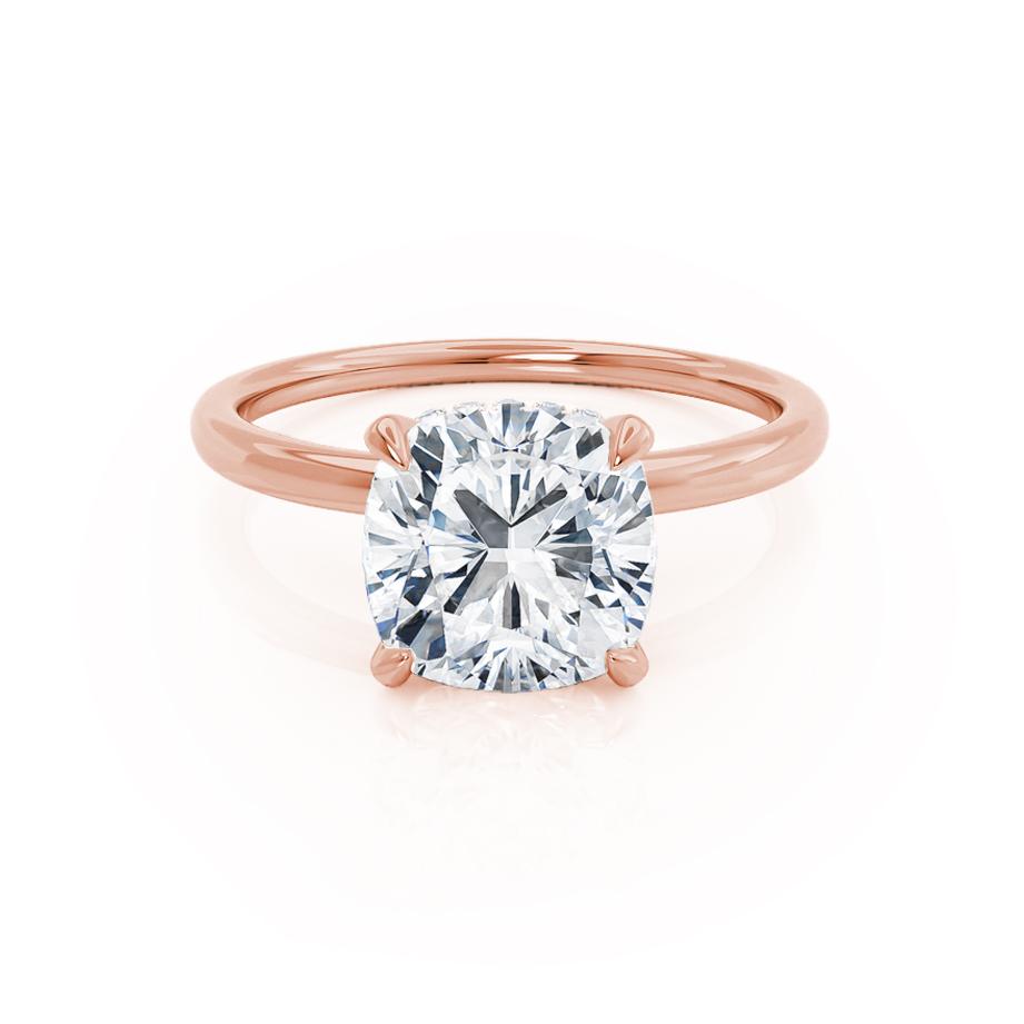 1.0 CT Cushion-Cut Lab Grown Diamond Hidden Halo Engagement Ring