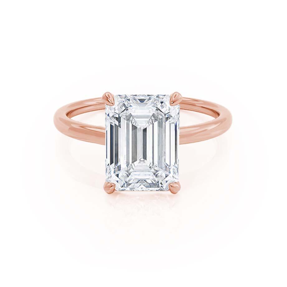 1.50 CT Emerald Cut Lab Grown Diamond Hidden Halo Engagement Ring