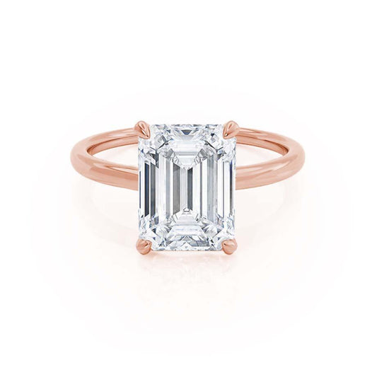 1.50 CT Emerald Cut Lab Grown Diamond Hidden Halo Engagement Ring