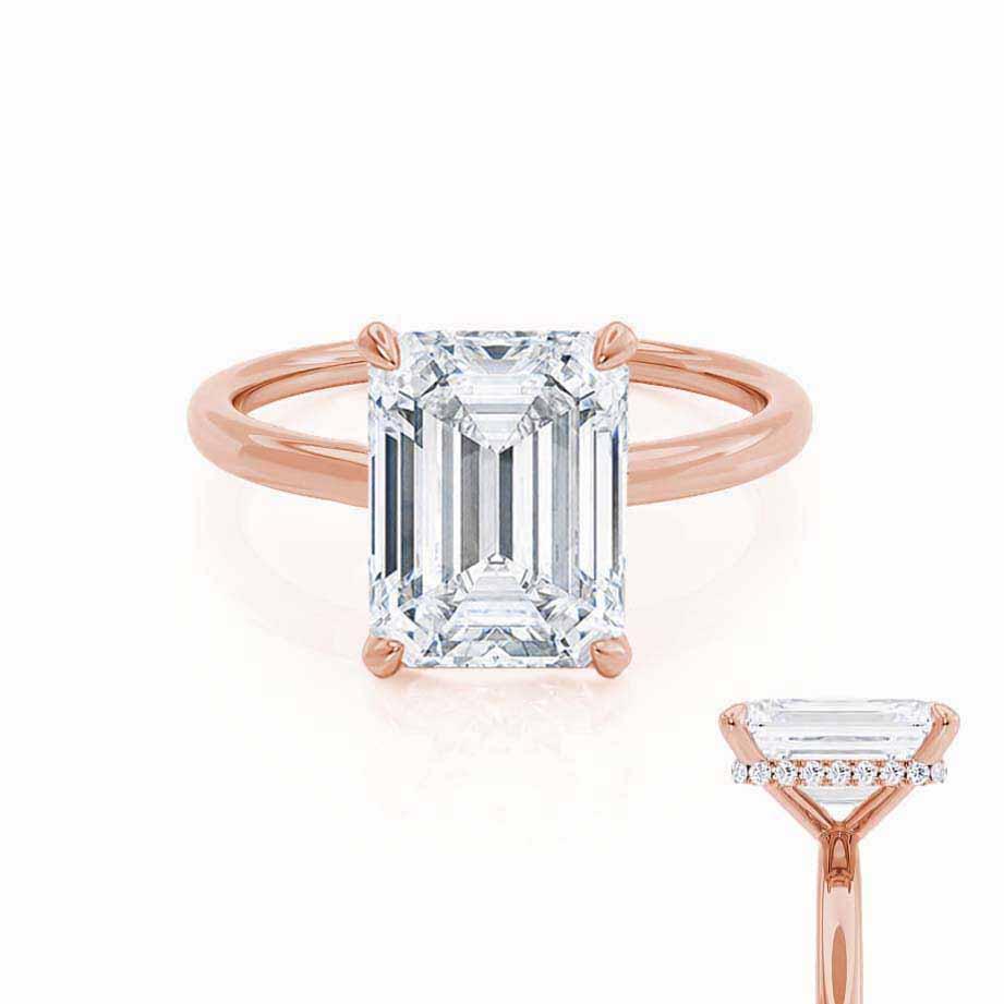 1.50 CT Emerald Cut Lab Grown Diamond Hidden Halo Engagement Ring