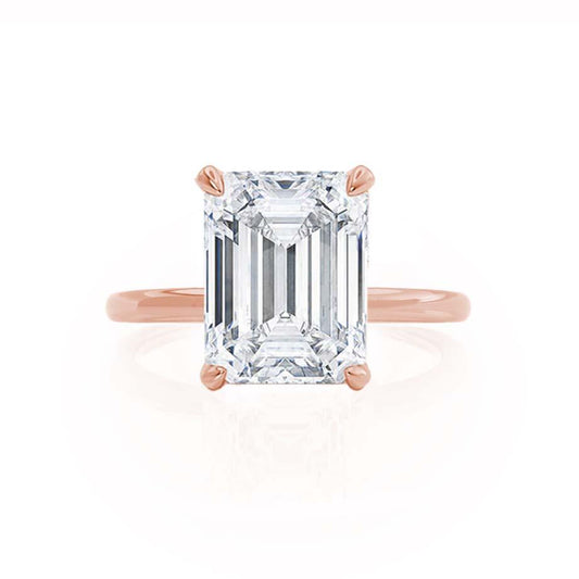 1.50 CT Emerald Cut Lab Grown Diamond Hidden Halo Engagement Ring