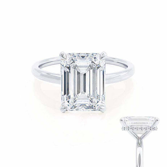 1.20 CT Emerald Cut Lab Grown Diamond Hidden Halo Engagement Ring