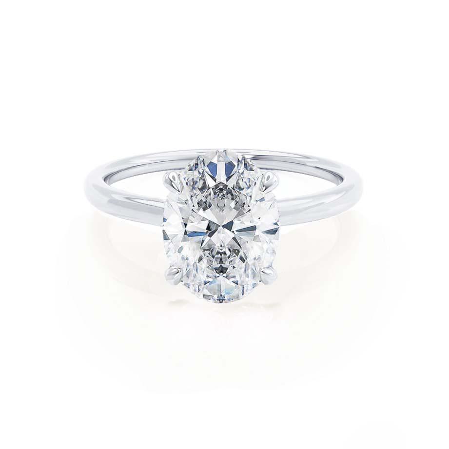 1.50 CT Oval Lab Grown Diamond Hidden Halo Engagement Ring - Timeless Elegance