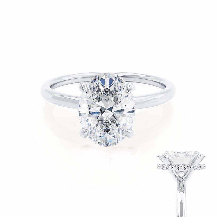 1.0 CT Oval Lab-Grown Diamond Hidden Halo Engagement Ring