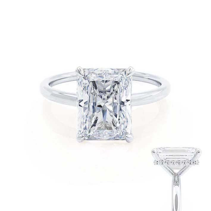 1.50 CT Radiant Lab-Grown Diamond Hidden Halo Engagement Ring