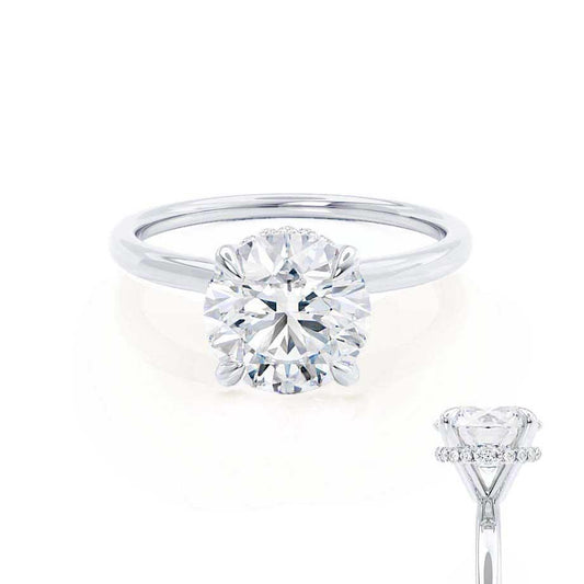 1.50 CT Round Lab-Grown Diamond Hidden Halo Engagement Ring – Timeless Elegance.