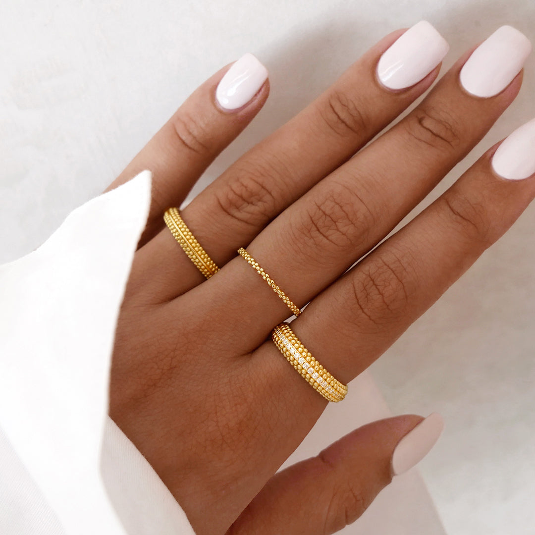 Round Dotted Thick Wedding Band 12