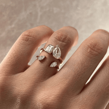 Open End-0.6 CT Pear Lab Grown Diamond Wedding Band