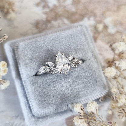 1 CT Pear Lab-Grown Diamond Cluster Engagement Ring 2