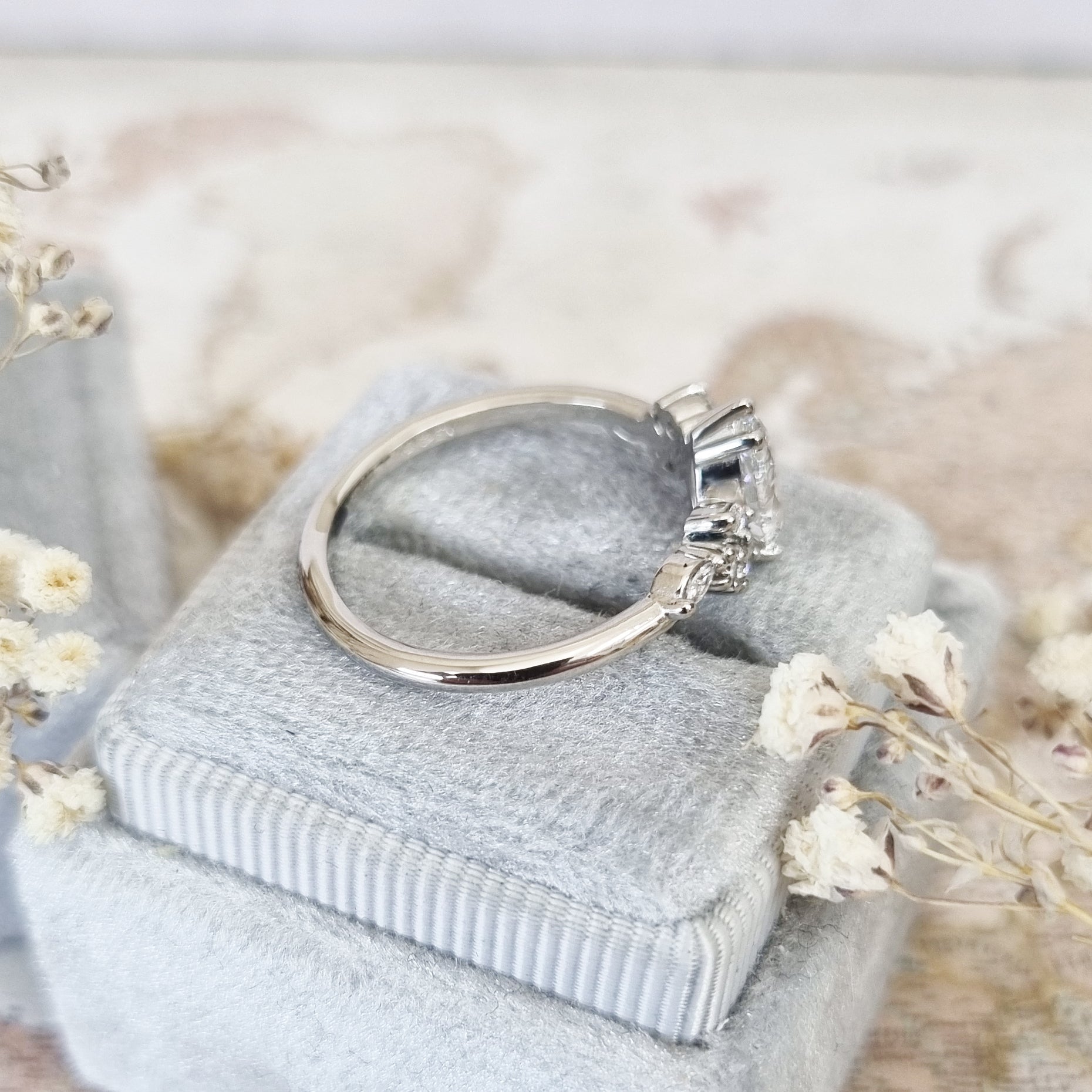 1 CT Pear Lab-Grown Diamond Cluster Engagement Ring 4