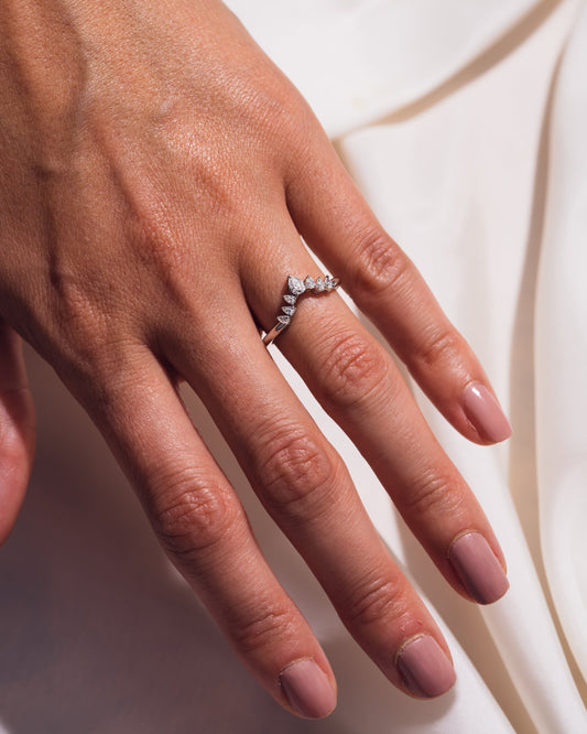 0.34 CT Pear Shaped Cluster Style Lab Grown Diamond Wedding Band