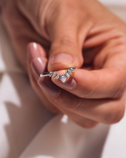 0.34 CT Pear Shaped Cluster Style Lab Grown Diamond Wedding Band