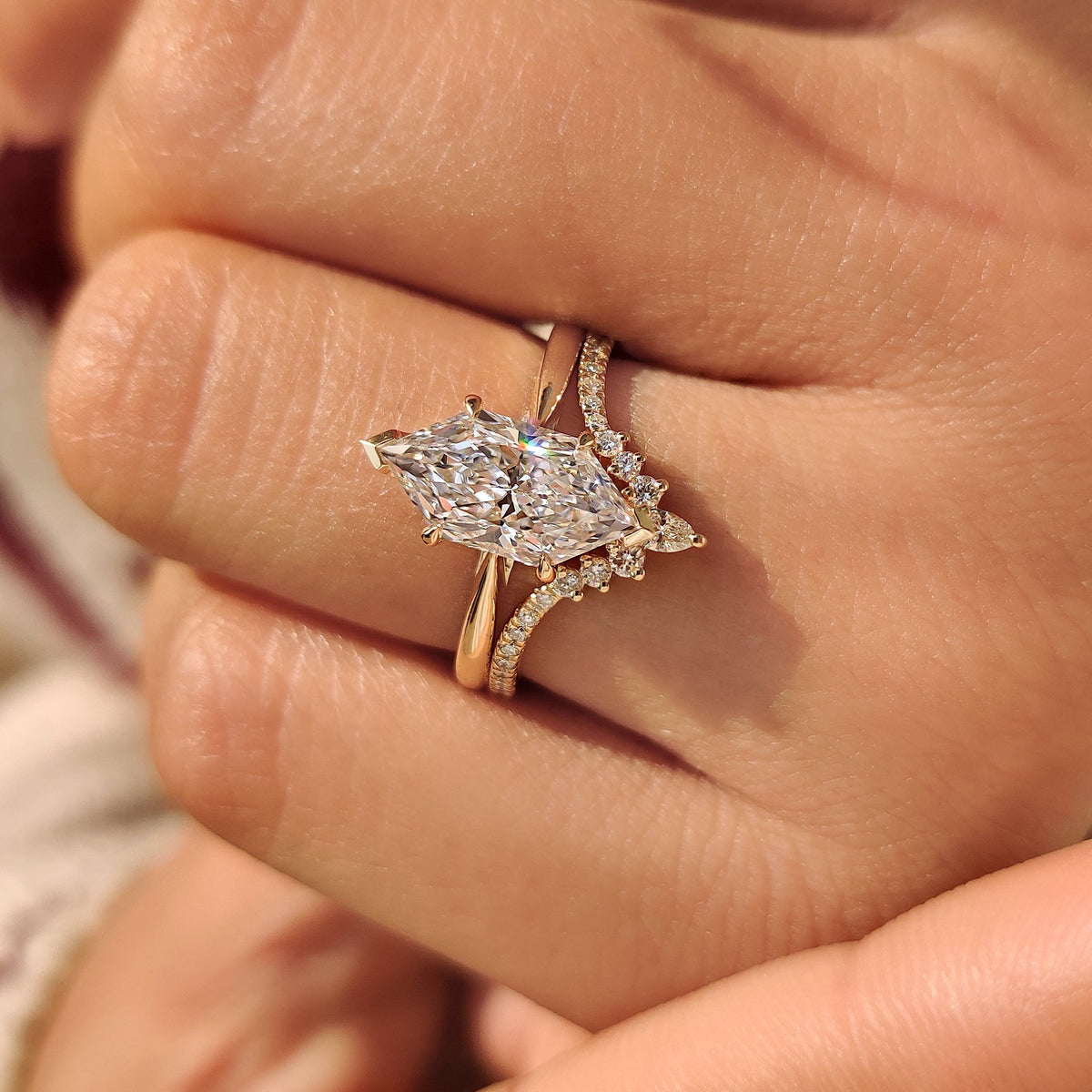 Solitaire Cathedral- 1.8 CT Cushion Lab Grown Diamond Wedding Band