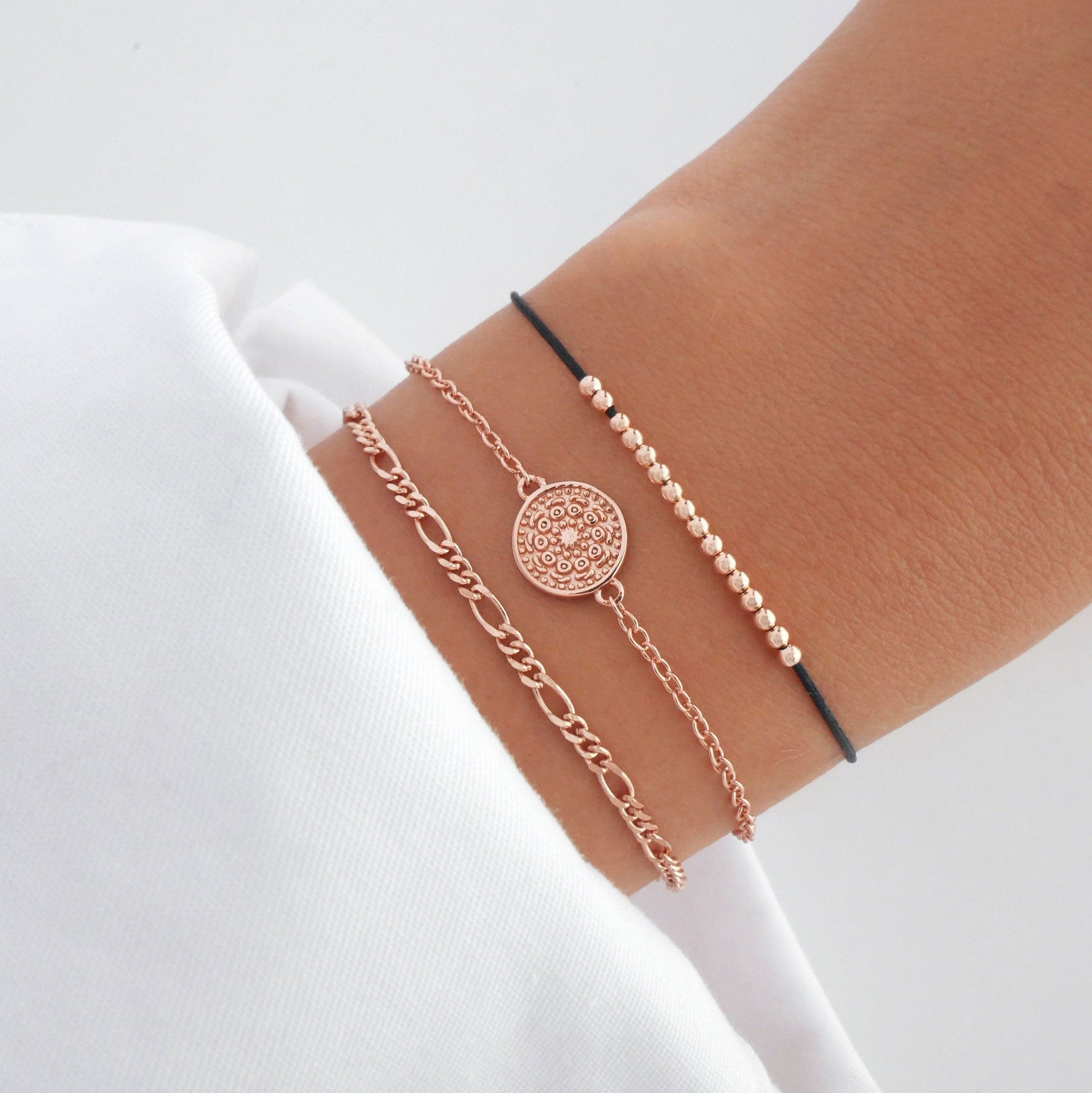 Golden Round Medallion Stackable Bracelet