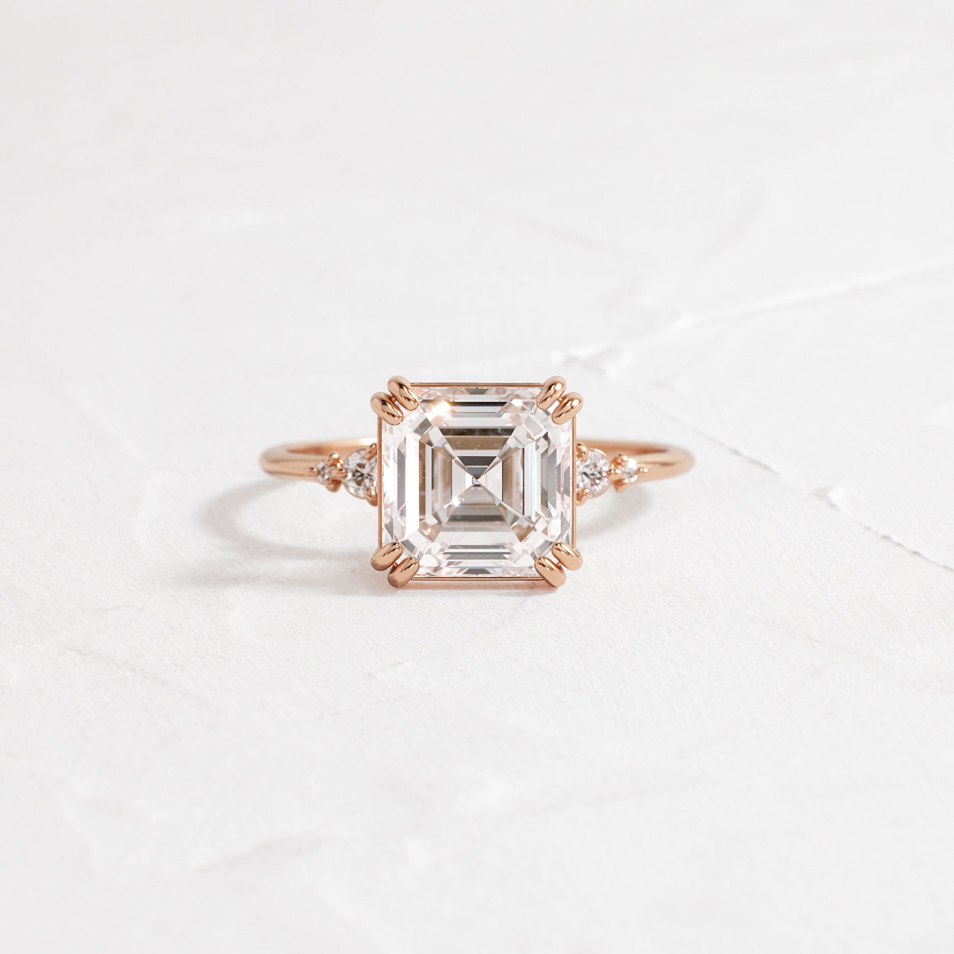 Cluster-Asscher Lab Grown Diamond Engagement Ring