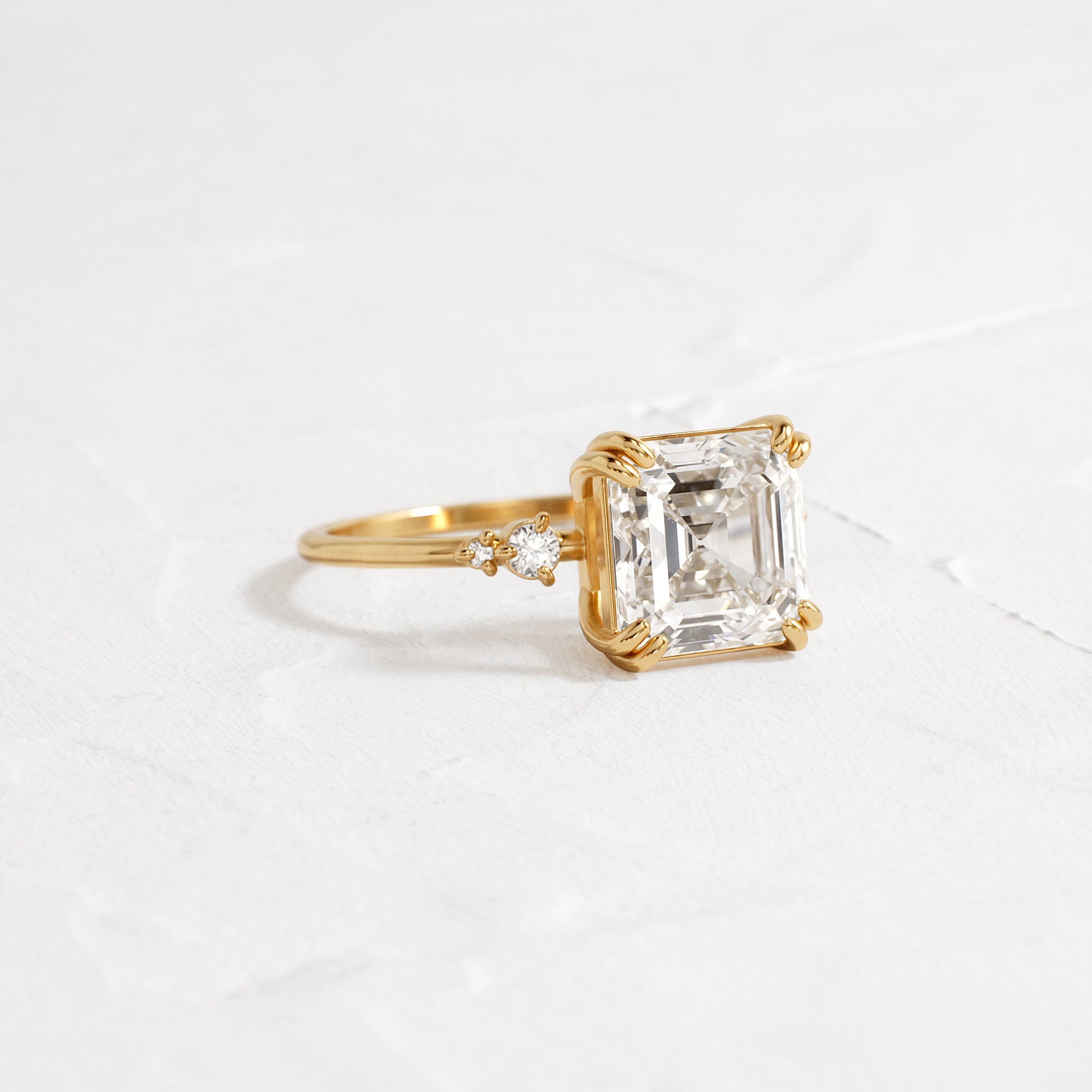 Cluster-Asscher Lab Grown Diamond Engagement Ring
