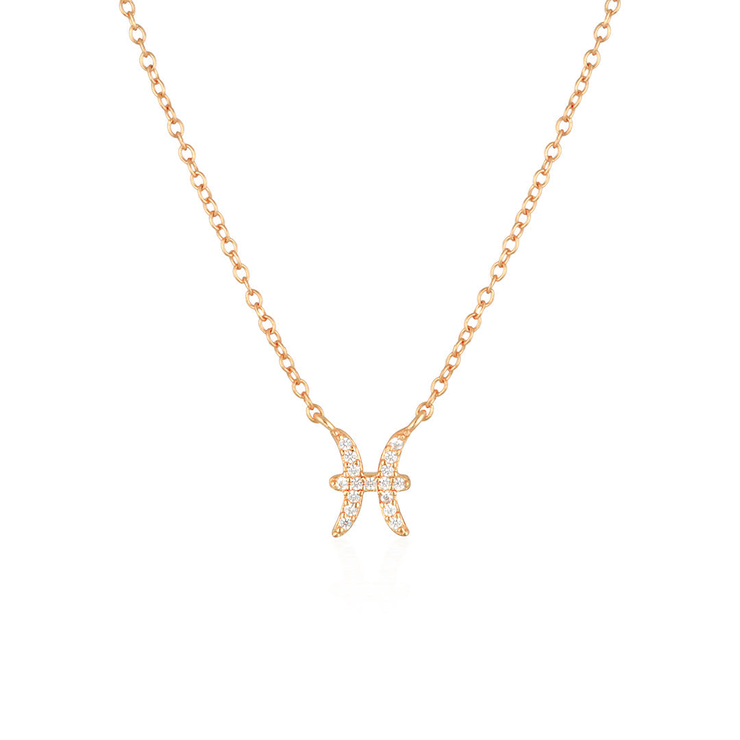 Pisces Emblem: 0.30 TCW Round Lab-Grown Diamond Charm Necklace