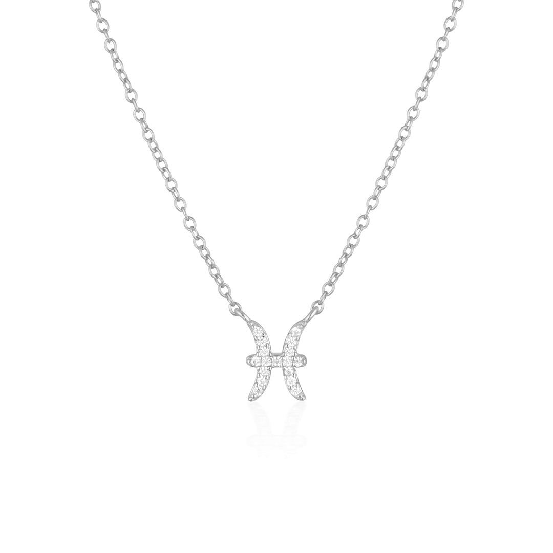 Pisces Emblem: 0.30 TCW Round Lab-Grown Diamond Charm Necklace