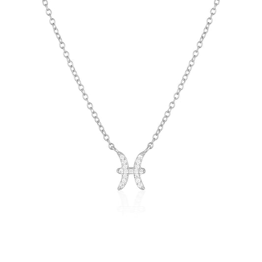 Pisces Emblem: 0.30 TCW Round Lab-Grown Diamond Charm Necklace