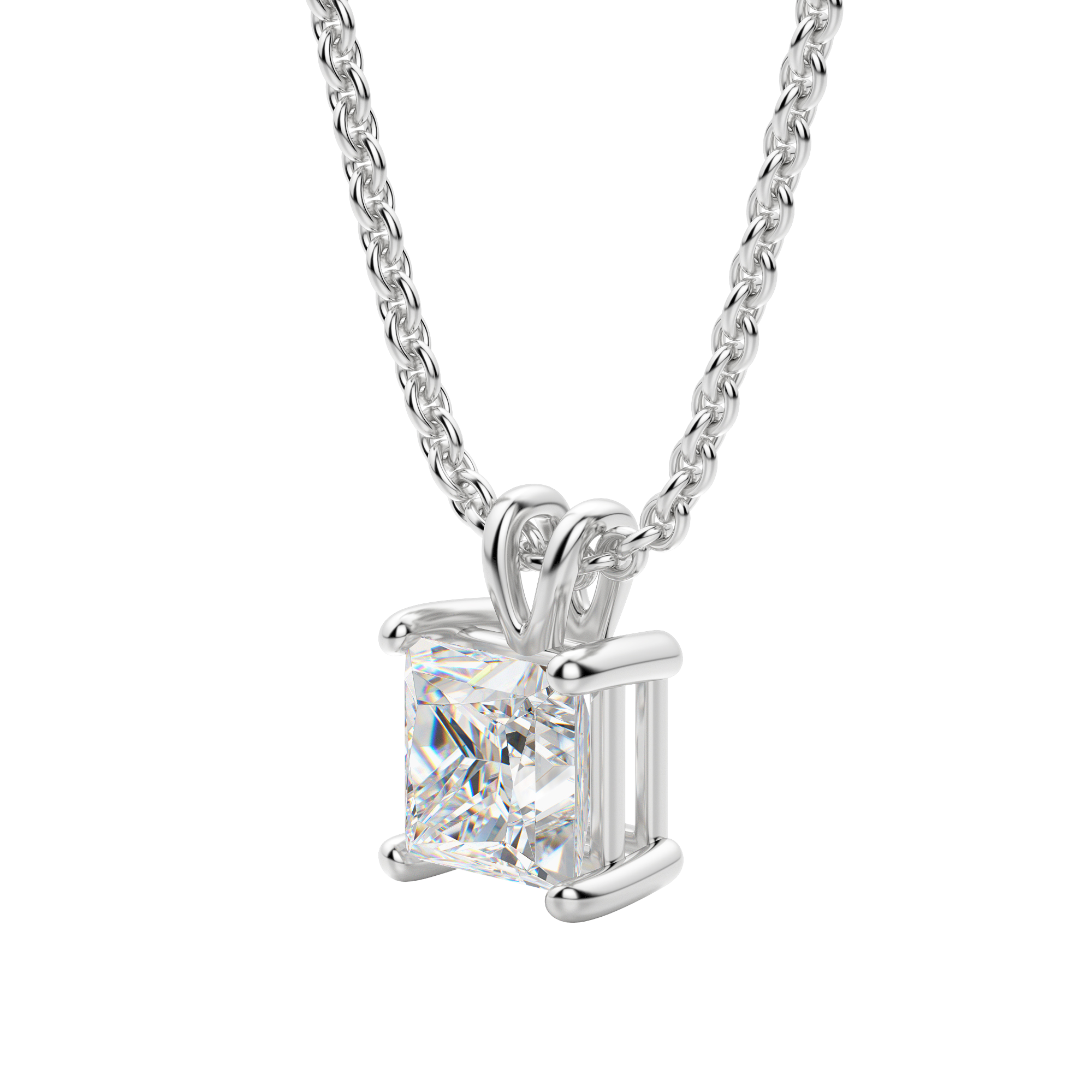 Radiant 1.0 CT Princess Cut Lab-Grown Diamond Solitaire Necklace