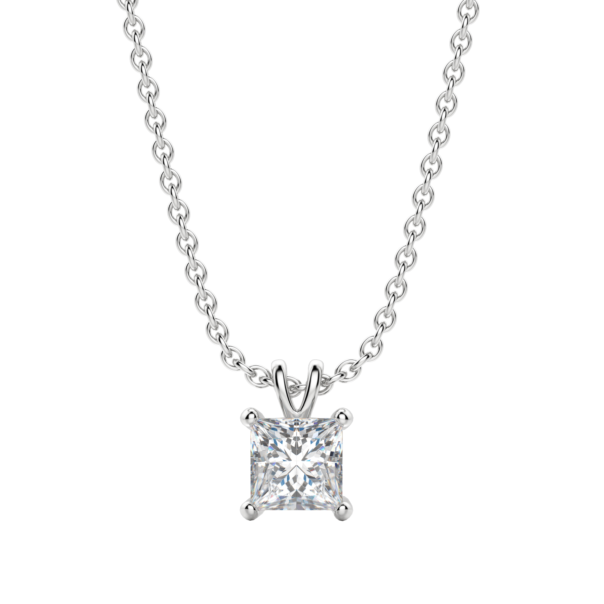 Radiant 1.0 CT Princess Cut Lab-Grown Diamond Solitaire Necklace