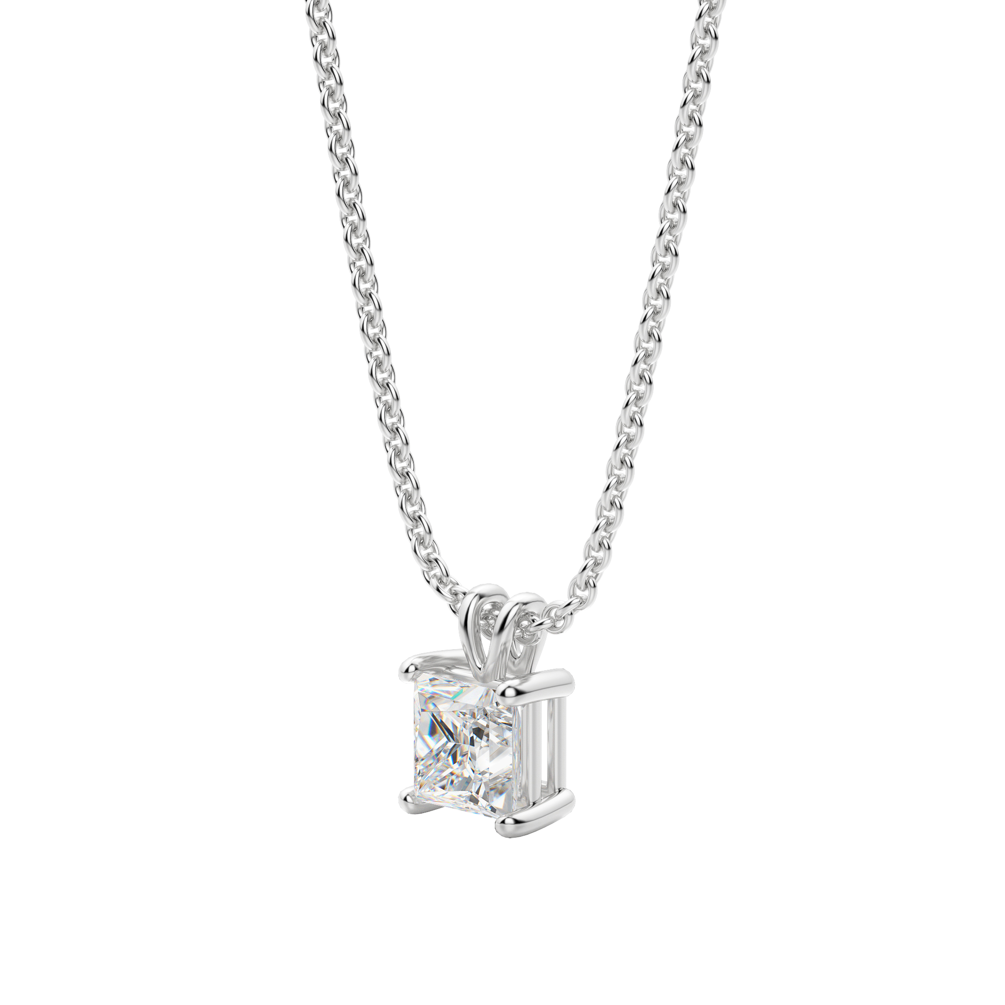 Radiant 1.0 CT Princess Cut Lab-Grown Diamond Solitaire Necklace