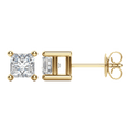 Load image into Gallery viewer, 2.0 TCW Princess Cut Lab-Grown Diamond Stud Earrings in Gold
