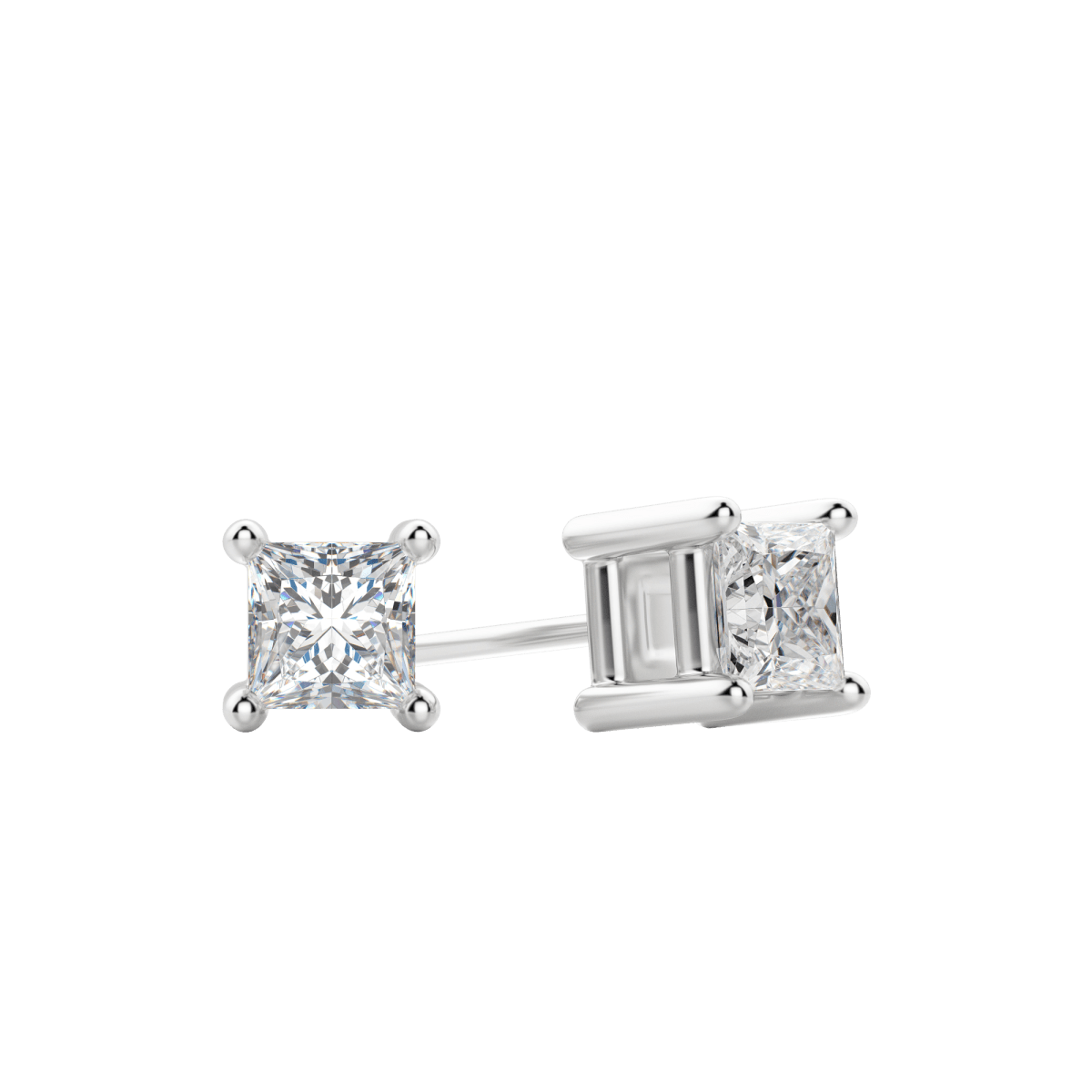 2.0 TCW Princess Cut Lab-Grown Diamond Stud Earrings in Gold