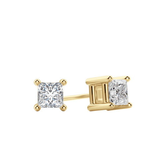 2.0 TCW Princess Cut Lab-Grown Diamond Stud Earrings in Gold