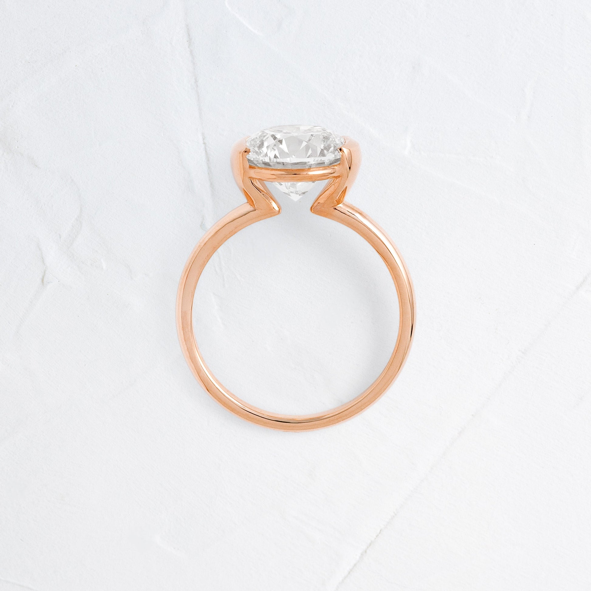 Solitaire Half Bezel-Round Lab Grown Diamond Engagement Ring