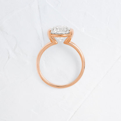 Solitaire Half Bezel-Round Lab Grown Diamond Engagement Ring
