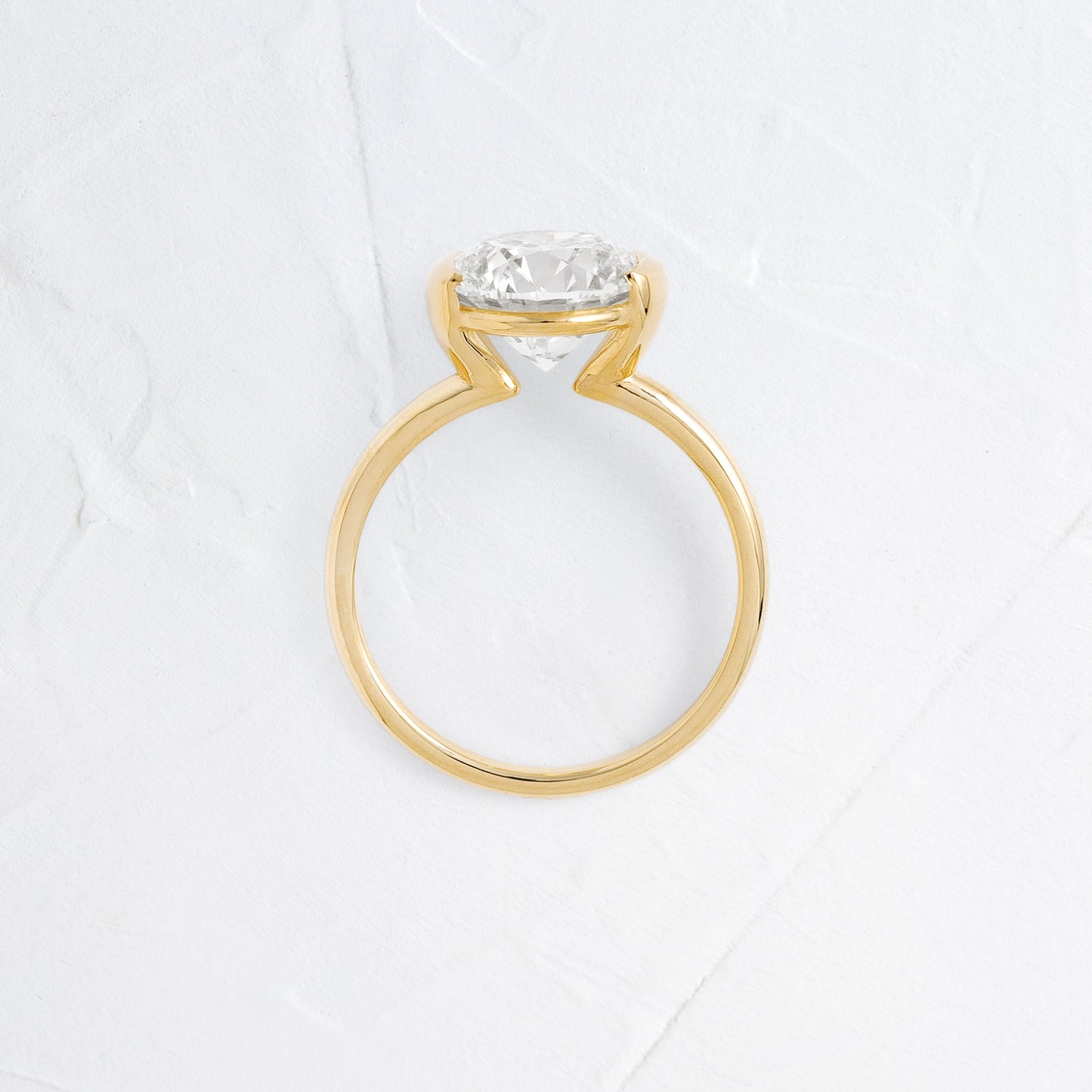 Solitaire Half Bezel-Round Lab Grown Diamond Engagement Ring