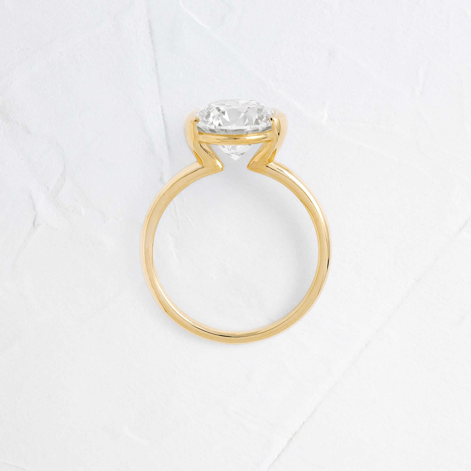 Solitaire Half Bezel-Round Lab Grown Diamond Engagement Ring