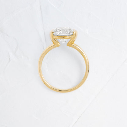 Solitaire Half Bezel-Round Lab Grown Diamond Engagement Ring